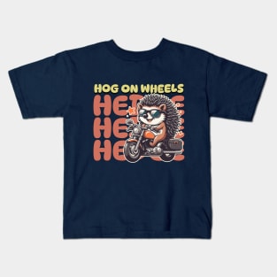 Funny hedgehog Riding a motorcycle Kids T-Shirt